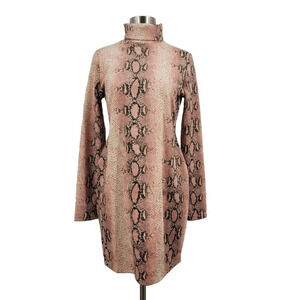 O'Dolly Dearest Snake Print Long Sleeve Bodycon Minidress In Multi Size L NWT